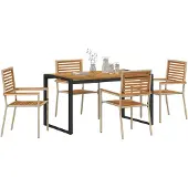 vidaXL Trädgårdsmöbelset 5 pcs Beige och brun konstrotting