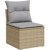 vidaXL Trädgårdsoffset med kudde 18 pcs Beige och Ljusgrå konstrotting