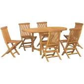 vidaXL Trädgårdsmöbelset 7 pcs Brun Massivt teakträ