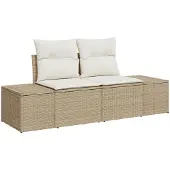 vidaXL Trädgårdsoffset 6 pcs Beige och vit