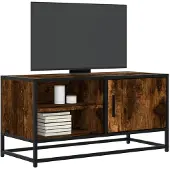 vidaXL Tv-bänk rökfärgad ek 80x34,5x40 cm konstruerat trä och metall