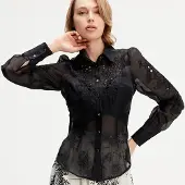 Smart & Joy Blus i broderad organza