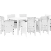 vidaXL Trädgårdsmöbelset 7 pcs Vit Polt rotting