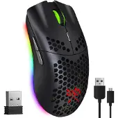 Dunmoon Trådlös RGB Gamingmus, 6 Knappar, 2400 DPI, Svart