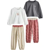 Next Pyjamas beige / grafit / körsbärsröd / äggskal
