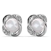 MYC Paris Simply Pearl Earrings - Silver and Crystal
