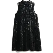 Superdry för kvinnor. W8012035A Svart paljettklänning (XS), Casual, Parti, Klassisk, Polyester, Ärmlös / Hängselbyxor
