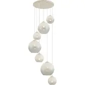 QAZQA Art Deco Pendellampa Beige med vitt glas 7-ljus - Sandra