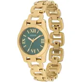 GUESS Analog klocka 'VEDA' guld / mörkgrön