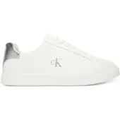 Calvin Klein Brooke Leather Silver Tab Trainers