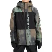 Quiksilver - Skidjackor barn - Side Hit Block Youth Jacket Bloomfade Dark Ivy för Unisex - Barnstorlek 8 år - Khaki