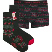 Jack & Jones Boxershorts 'JACXMAS REINDEER' smaragd / röd / svart / vit