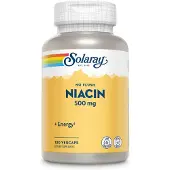 Solaray Niacin Utan Rodnad, 500 mg, 100 Vegetabiliska Kapslar