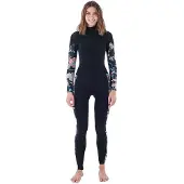 Hurley Plus Printed 4/3 Mm Våtdräkt I Neopren För Dam Med Långa ärmar Och Dragkedja I Bröstet