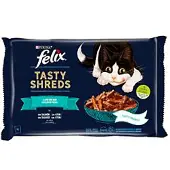 Purina Felix Tasty Shreds Våtfoder För Katt Med Lax 12x4x80g