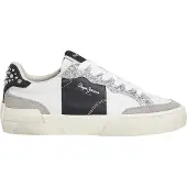 Pepe Jeans för kvinnor. PLS300006 Milan Court läder sneakers vit (36), Hud, Karta, Nyckelband, Casual
