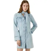 Pepe Jeans för kvinnor. PL9537688 Ella klänning blå (S), Casual, Bomull, Lång ärm