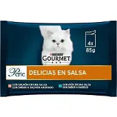 Purina Gourmet Perle Delicias Sås Tonfisk Lax 4x85g Kattsnack 12 Enheter
