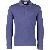 Gant för män. 2230 Polo De Piqué Sköld blå (M), Casual, Bomull, Lång ärm