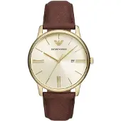 Giorgio Armani Minimalist Pale Gold Brown Leather AR11610