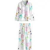 Next Pyjamas 'Squishmallow' ecru / ljusgrön / orange / svart