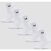MP Unisex Crew Socks (5 Pack) - White - UK 2-5