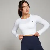 MP Women's Shape Seamless Long Sleeve Crop Top – White - S