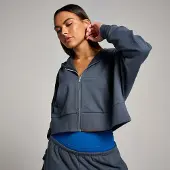 MP Women's Tempo Cropped Zip Through Hoodie – Grå - L
