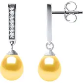 Diadema Örhängen Dangle Sötvattenspärlor 6-7mm Gyllene Päron Smycken 925