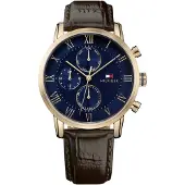 Tommy Hilfiger Klocka - - 1791399 - Brunt läder - Guldfodral - Multifunktion