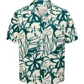 Only & Sons Skjorta 'Savier' beige / mörkgrön