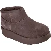 SKECHERS Keep Cozy Läder Kvinna Choklad Vinter Ankellånga Stövlar