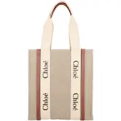 Chloé Woody tote-väska i linne och läder