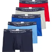 Ralph Lauren för män. 714864292002 Förpackning med 5 boxershorts i rött, grått, blått och marinblått (L), Röd, Casual, Bomull