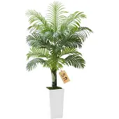 Vevor Konstgjord Arecapalm 1524 mm, Konstgjord Palm Tropiska Växter med Vit Hög Kruka, Konstgjord Golvsilkesväxt i Kruka, Stora Träd för Hemmakontor Vardagsrumsinredning Inredning, Inomhus Utomhus