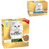 Gourmet Jumbopack Gold saftig-fina strimlor 96 x 85 g - Kyckling, Havsfisk, Nötkött, Lax