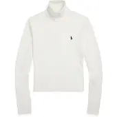 Ralph Lauren för kvinnor. 211959287003 Jersey Polokrage vit (M), Casual, Bomull, Lång ärm