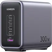 UGREEN Nexode Nätdel / Strömförsörjning 300 W USB 3.0 uttag A, USB-C hona, USB-C hona, USB-C hona, USB-C hona Power Delivery Svart, Grå Inomhus GaN,