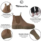 Tamaris Dam Taupe Bruna Läder Chelsea Ankelstövlar