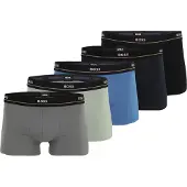 BOSS Five-pack of stretch-cotton trunks with logo waistbands