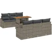 vidaXL Trädgårdsoffset med lagring 7 pcs Grå Poly rattan