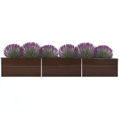 vidaXL Odlingslåda upphöjd galvaniserat stål 480x80x45 cm brun