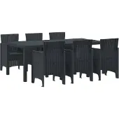 vidaXL Trädgårdsmöbelset 7 pcs Antracit Polt rotting