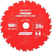 Specialist+ 160x24tx20 Mm Demolition Premium Cirkelklinga För Trä