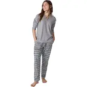 J&j Brothers JJBFP1501 Dampyjamas med lång ärm och V-ringning
