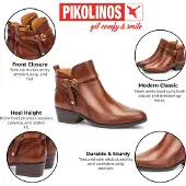 Pikolinos dam Cuero brunt läder ankelstövlett Zip Heel Bootie - Daroca