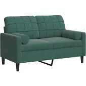 vidaXL 2-sitssoffa med kuddar, mörkgrön, 120 cm, sammet