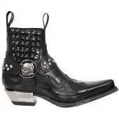 New rock Nötta Svarta Läder Western Biker Boots-7950-S1