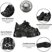 New rock M-120NR-C1 Svart läder Gothic Platform Ankelboots
