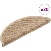 vidaXL Trappmattor självhäftande sisal-look 30 st 56x17x3 cm sand